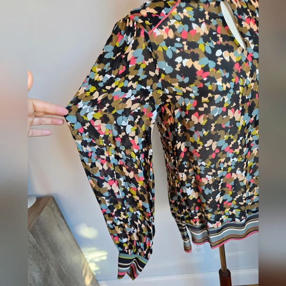 REISS, New, Ally Ditsy Floral Printed Chiffon Blouson Blouse Top, US Size 4 - Picture 7 of 13